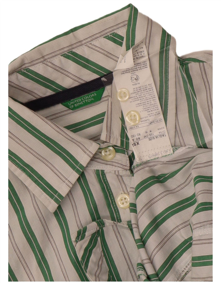 Camisa feminina Benetton UK 6 XS algodão listrado branco