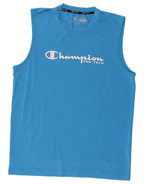 CHAMPION Camiseta masculina gráfica grande poliéster azul