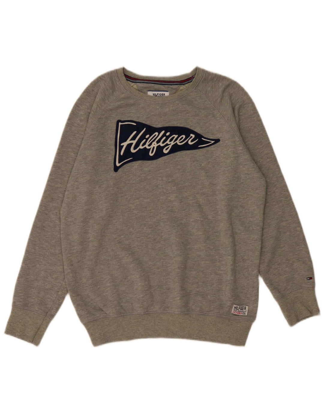 TOMMY HILFIGER Suéter gráfico masculino pequeno algodão cinza