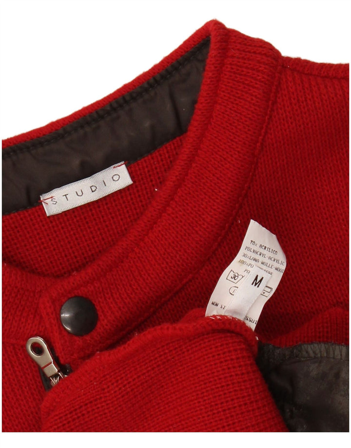 Suéter Cardigan Masculino Studio Médio Vermelho Colorblock Acrílico