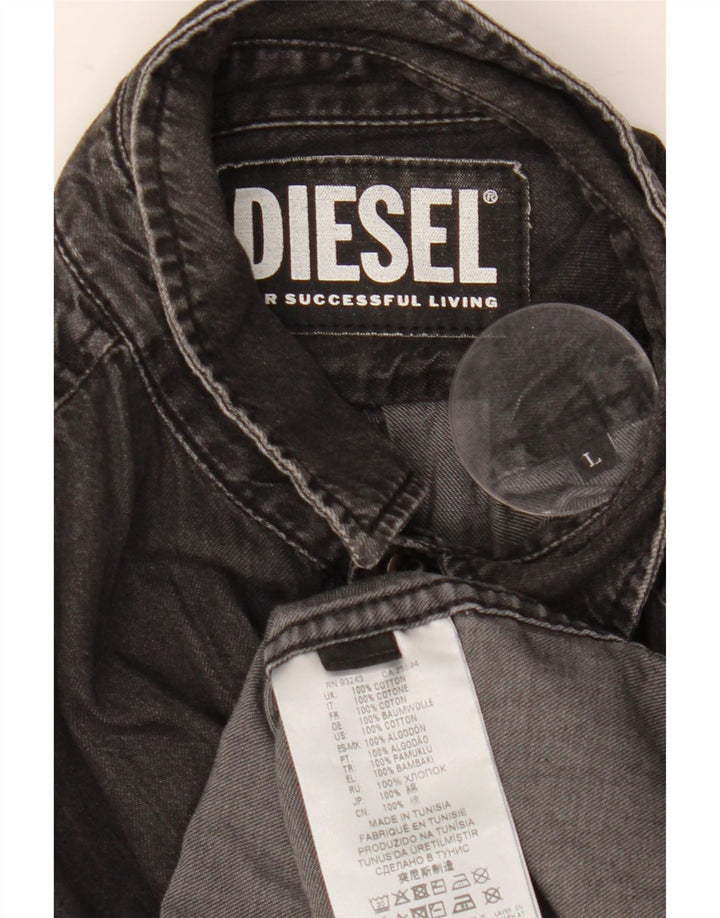Camisa jeans masculina Diesel grande algodão preto