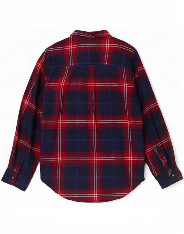 Camisa feminina Hollister de flanela Boyfriend Fit Reino Unido 10 pequena azul xadrez viscose