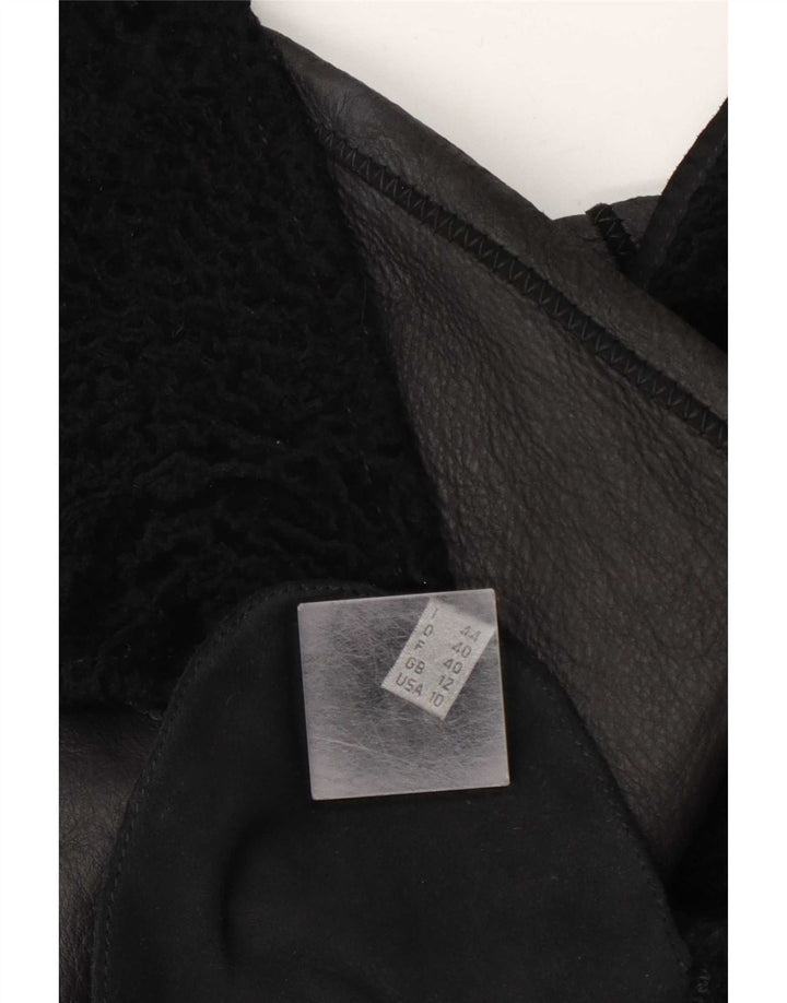 Casaco feminino vintage oversized shearling UK 12 médio preto
