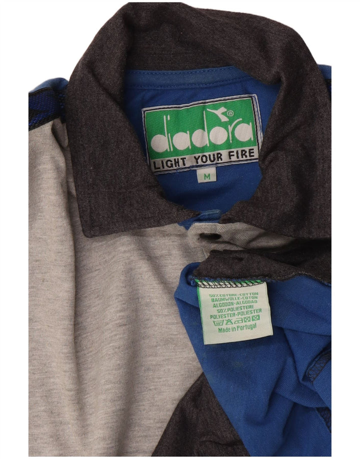 Camisa polo masculina Diadora cinza médio algodão colorblock