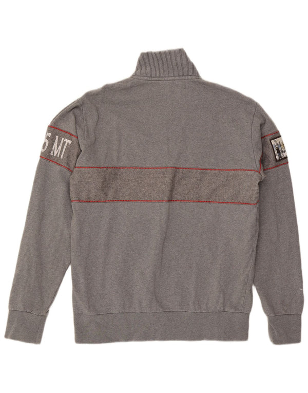 Diadora Mens Graphic Zip Neck Moletom Jumper XL Cinza Algodão Flecked