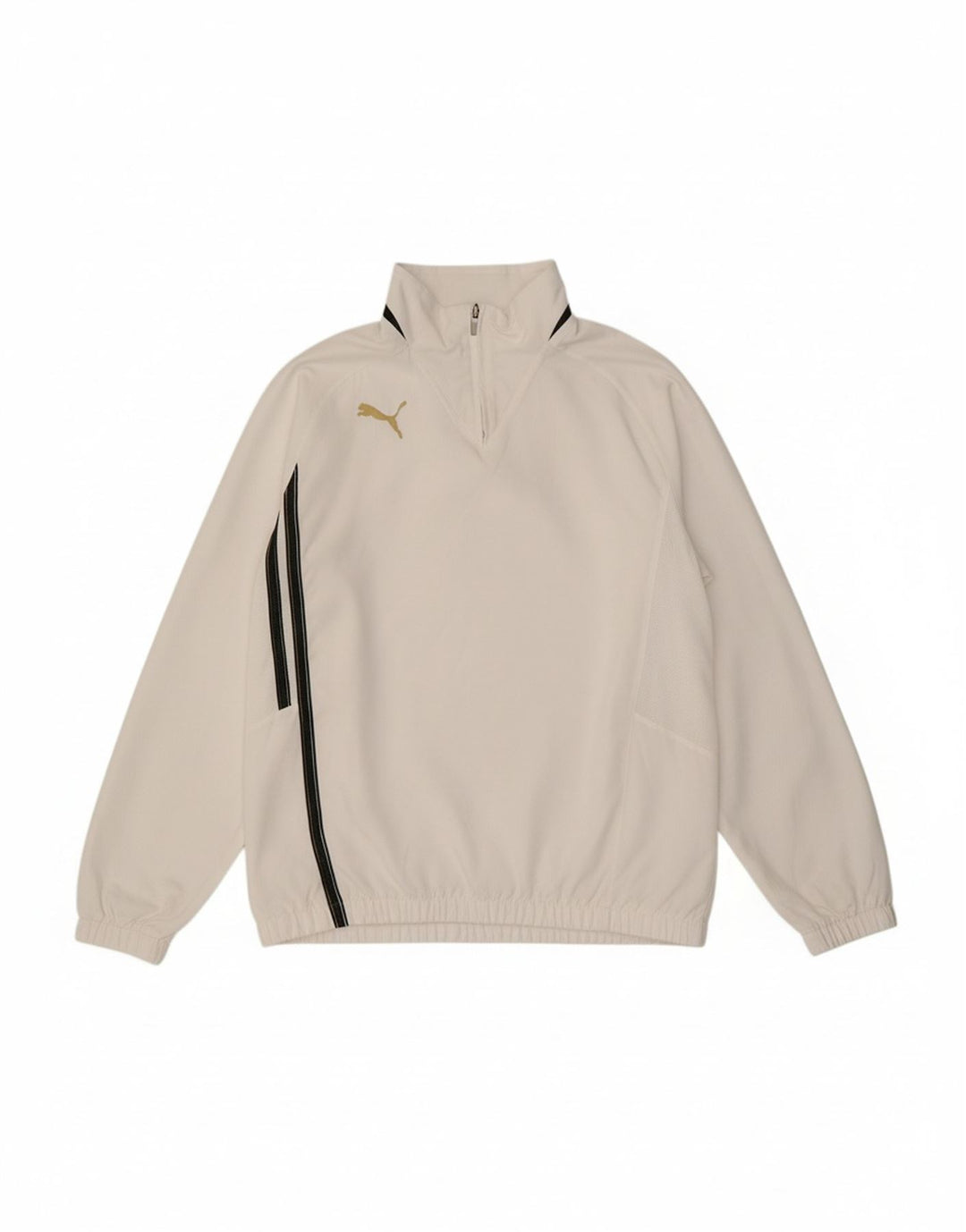 PUMA Mens Graphic Zip Neck Pulôver Treino Top Médio Branco