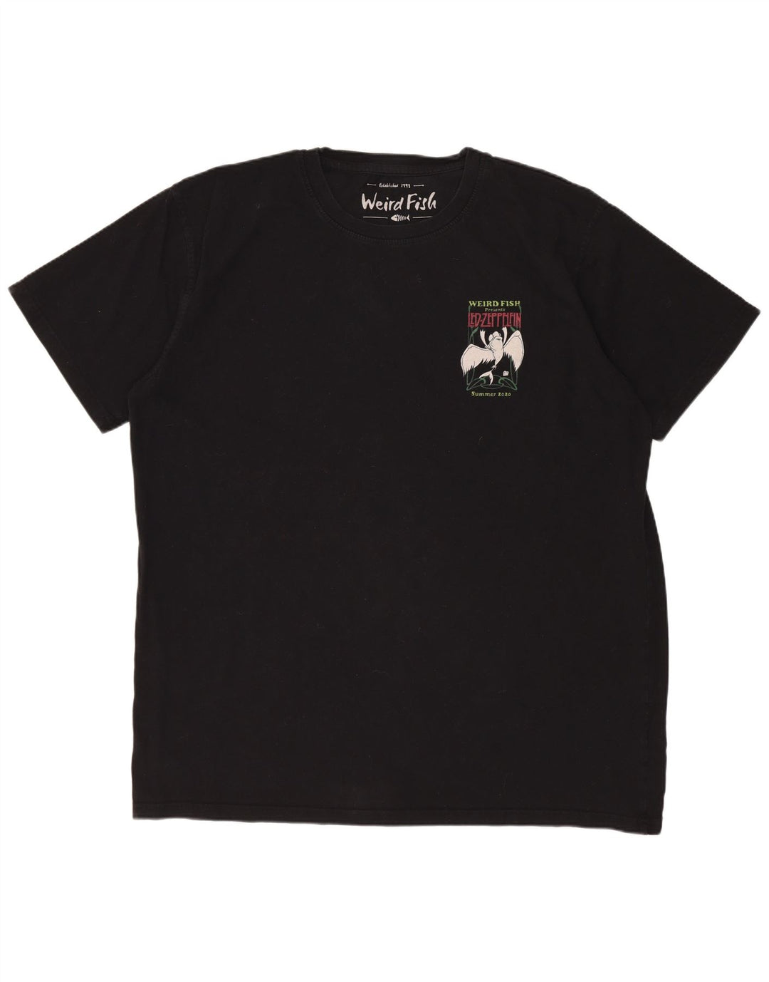 Camiseta gráfica masculina WEIRD FISH Top XL algodão preto