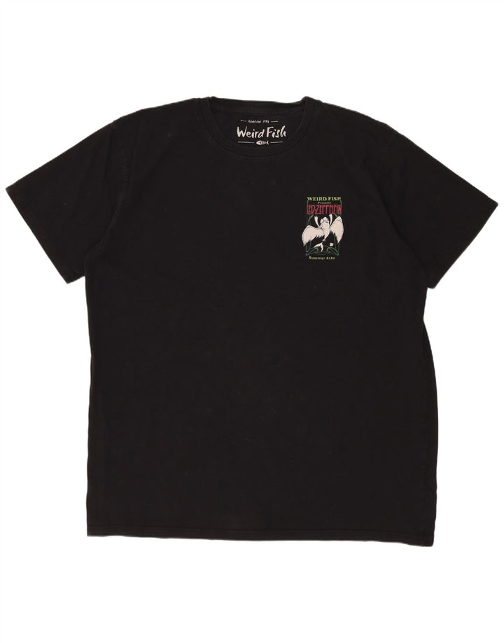 Camiseta gráfica masculina WEIRD FISH Top XL algodão preto
