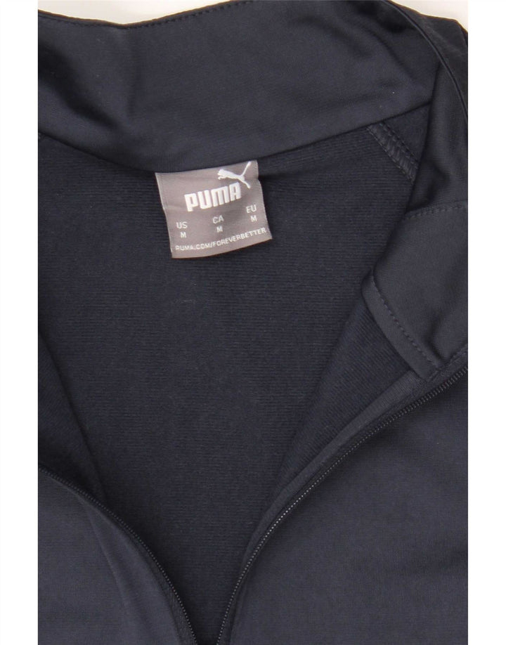Puma Mens Zip Neck Pullover Treino Top Médio Azul Marinho Colorblock