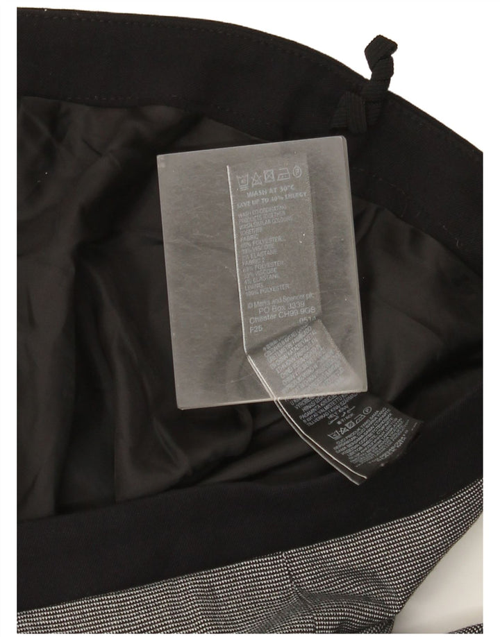 Saia lápis feminina Marks & Spencer Reino Unido 14 grande W34 poliéster xadrez preto