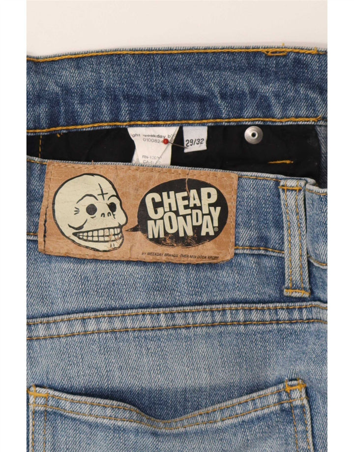 Jeans justos femininos baratos de segunda-feira W29 L32 azul