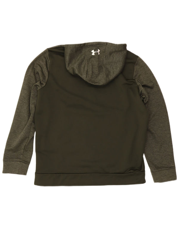 Suéter masculino Under Armour Cold Gear Zip com capuz XL cáqui poliéster manchado