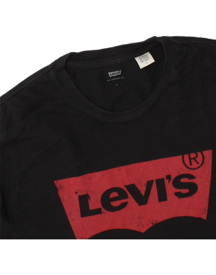 LEVI'S Mens Graphic T-Shirt Top Large Black Vintage Levi's and Second-Hand Levi's from Messina Hembry 