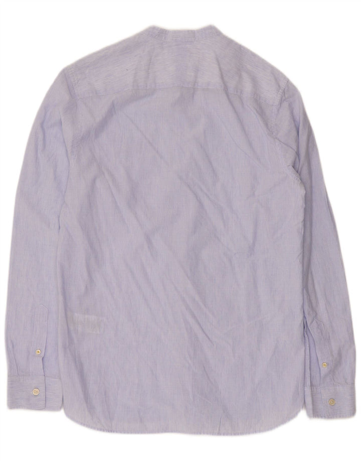 Camisa masculina Ted Baker tamanho 3 algodão listrado azul médio