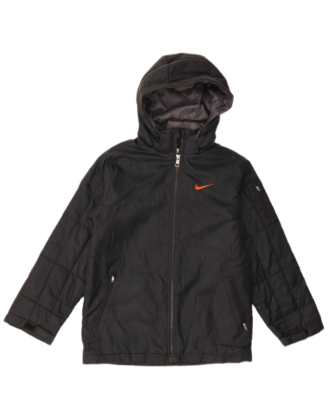 Jaqueta corta-vento Nike Boys com capuz 10-11 anos médio preto poliéster