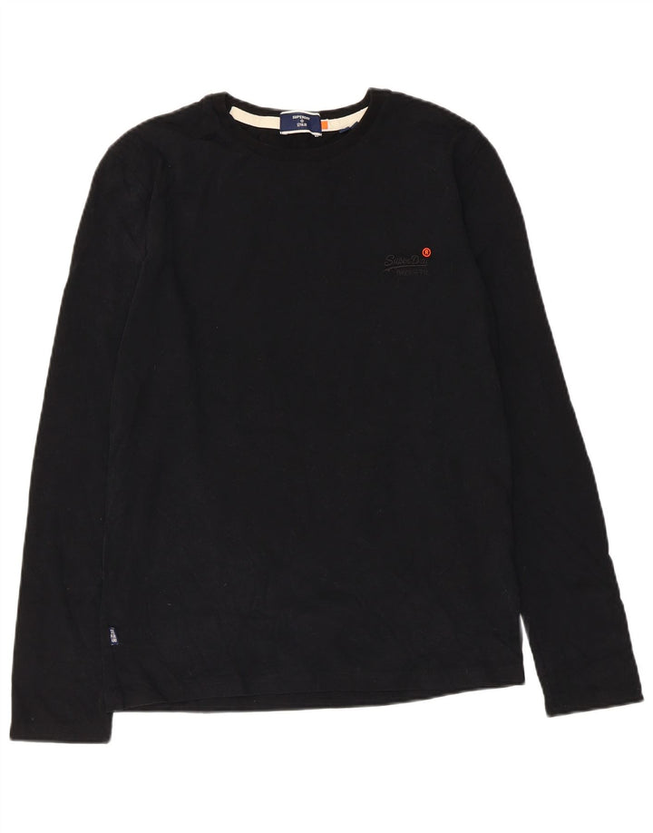 Superdry Mens Top Manga Longa Pequeno Algodão Preto