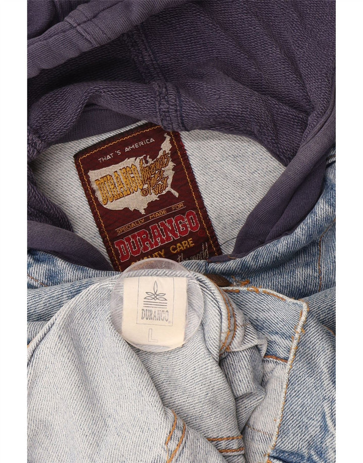 Jaqueta jeans masculina com capuz DURANGO UK 40 grande algodão colorblock azul