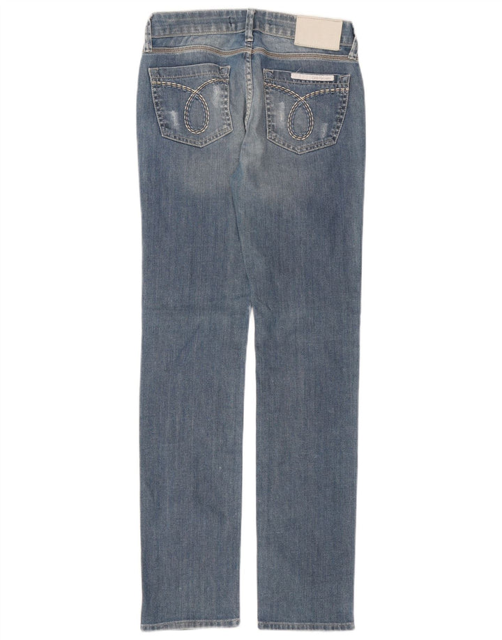 Calça jeans reta feminina Calvin Klein W26 L31 algodão azul