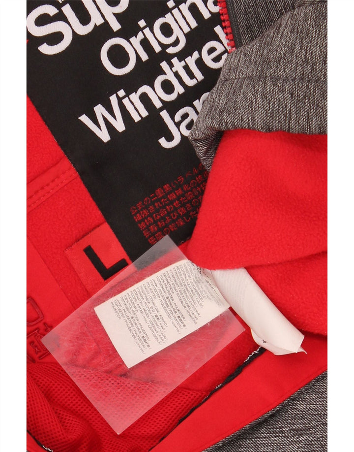 SUPERDRY Womens Windtrekker Hooded Windbreaker Jacket UK 16 Large Grey