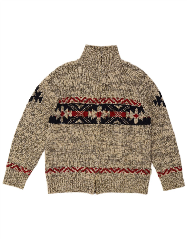 Suéter cardigã masculino Rifle cinza médio Fair Isle