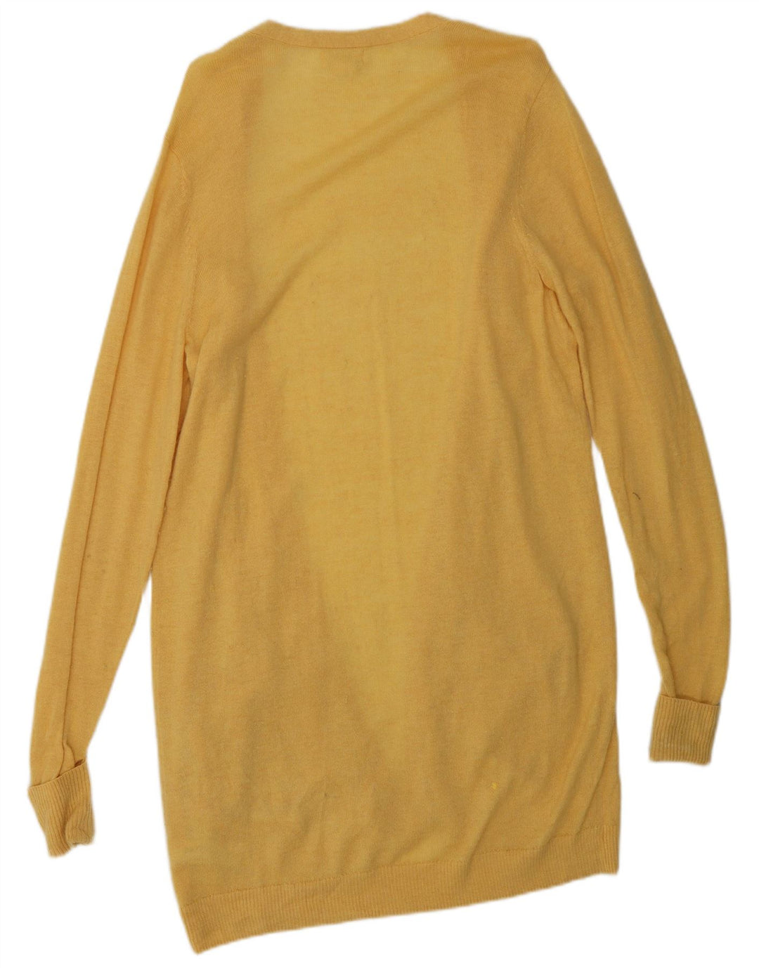 Suéter cardigã feminino aberto com palangre FAT FACE Reino Unido 14 lã amarela média