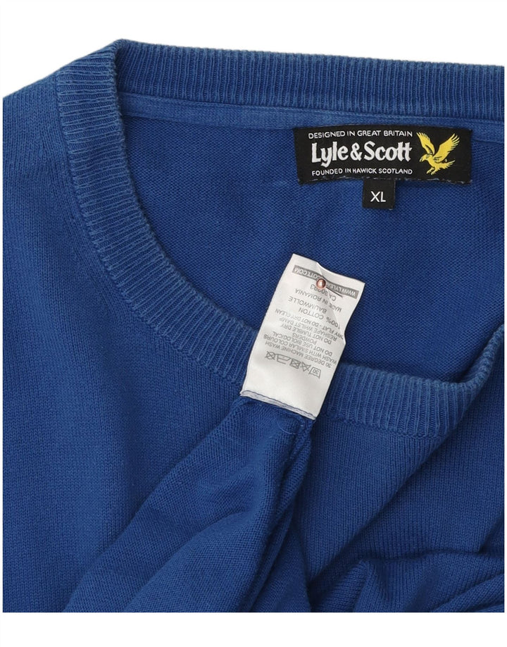 Suéter masculino LYLE & SCOTT com gola redonda XL algodão azul