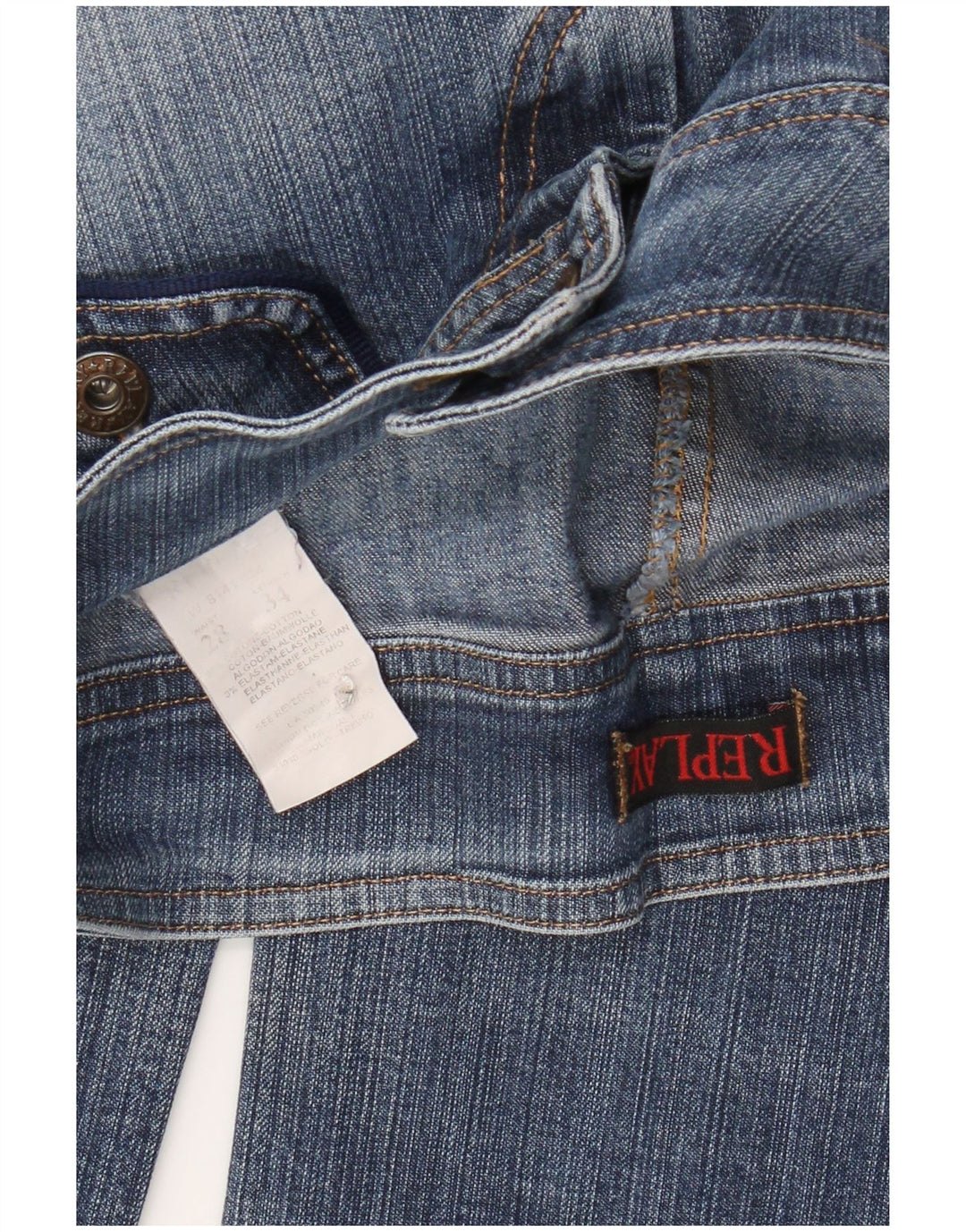 Jeans retos femininos REPLAY W28 L34 algodão azul