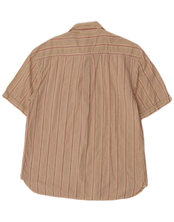 Wrangler Camisa masculina de manga curta XL algodão listrado bege