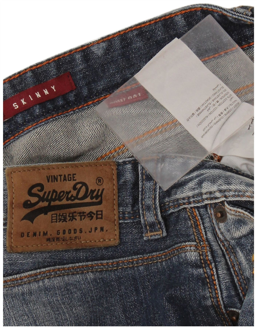 Jeans skinny masculino SUPERDRY W36 L34 algodão azul