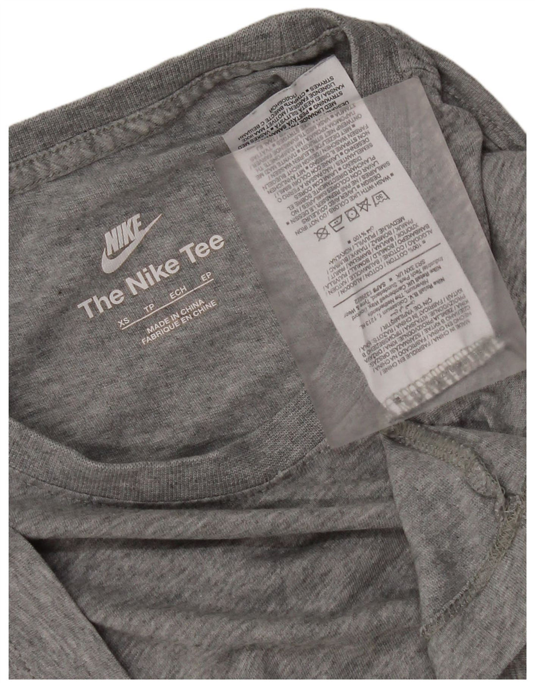 Camiseta masculina Nike Top XS cinza manchado de algodão