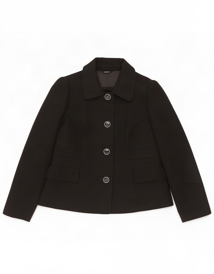 Jaqueta blazer feminina de 4 botões da Marks & Spencer Reino Unido 14 poliéster preto médio