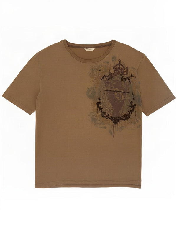 Camiseta gráfica masculina Ted Baker tamanho superior 4 grande marrom