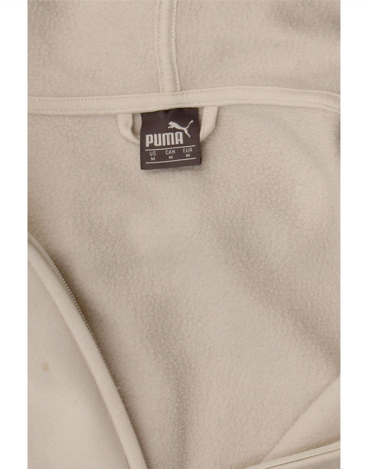 PUMA Womens Graphic Zip Hoodie Sweater UK 14 Medium White Cotton Vintage Puma and Second-Hand Puma from Messina Hembry 
