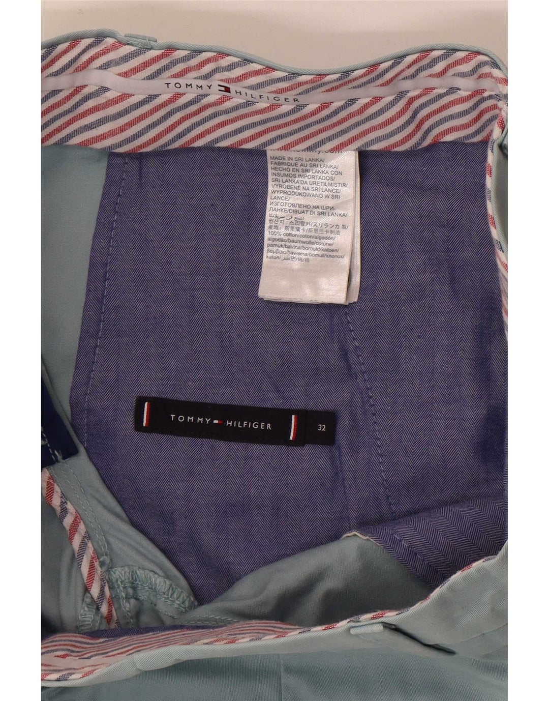 Tommy Hilfiger Mens Chino Shorts W32 Médio Algodão Azul