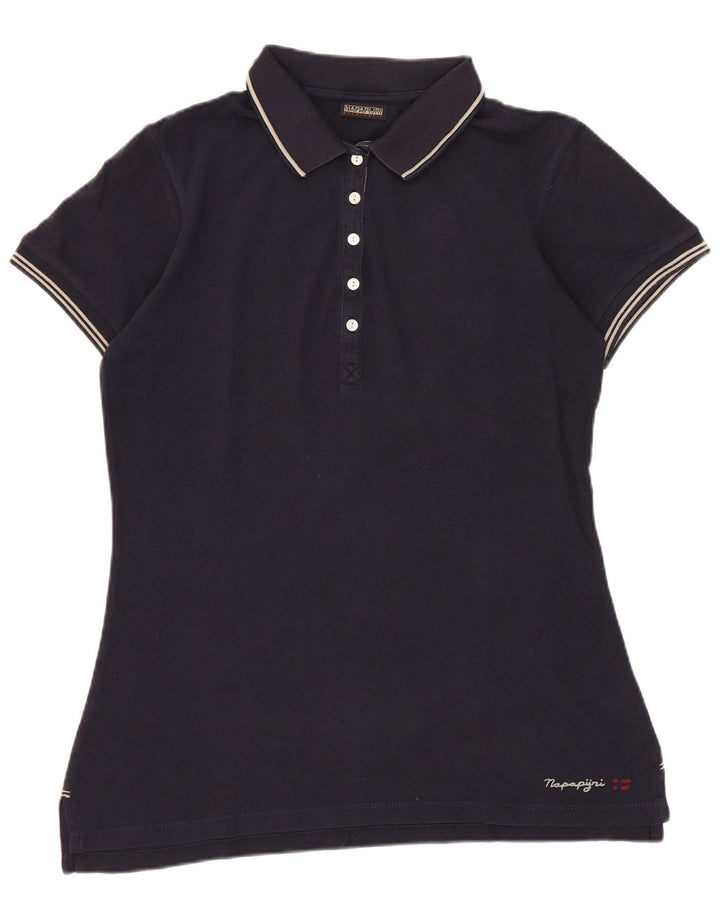 Camisa polo feminina Napapijri UK 14 grande azul marinho