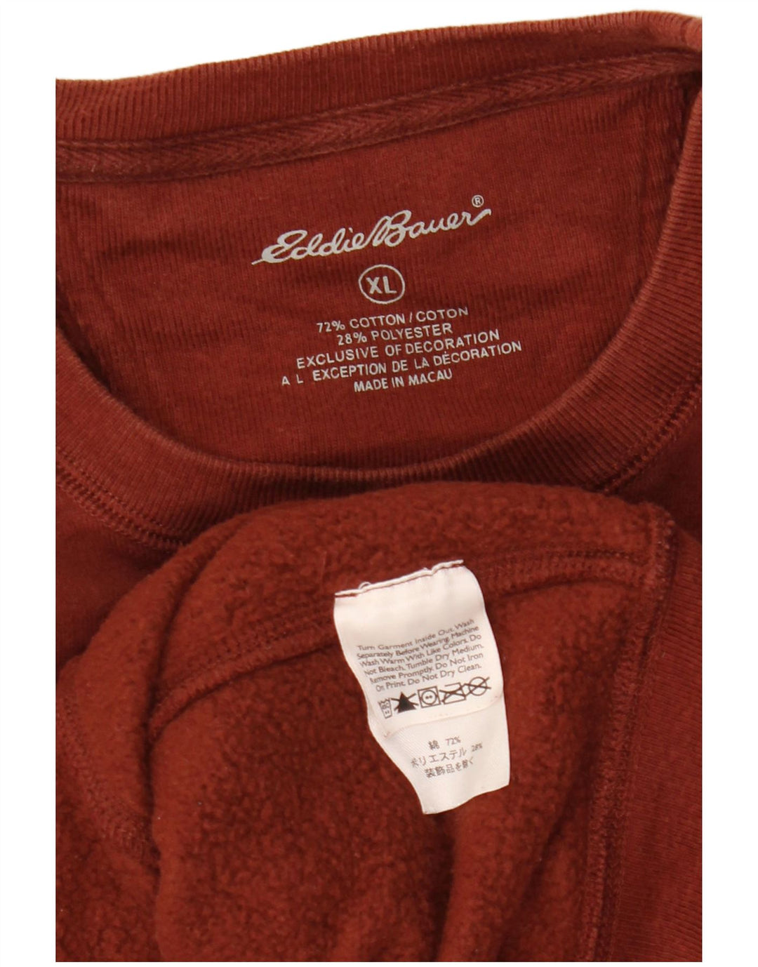 EDDIE BAUER Moletom gráfico masculino Jumper XL algodão marrom