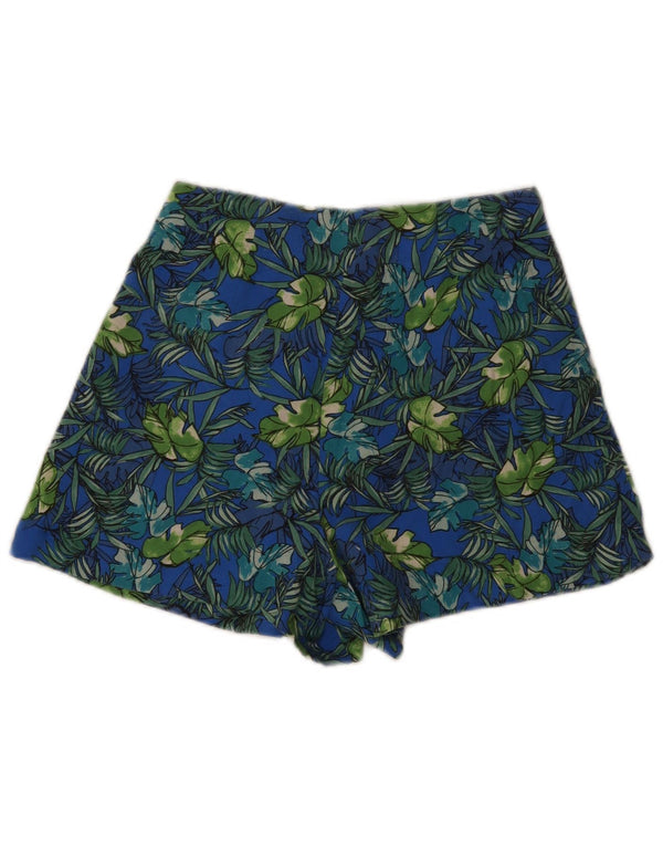 Zara Shorts feminino Trafaluc cintura alta Chino pequeno W26 azul floral