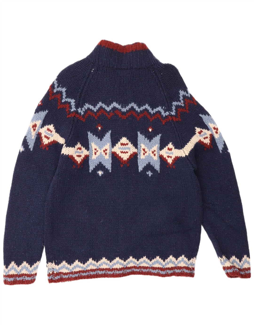 Suéter cardigã masculino S. Moritz XL azul Fair Isle Wool