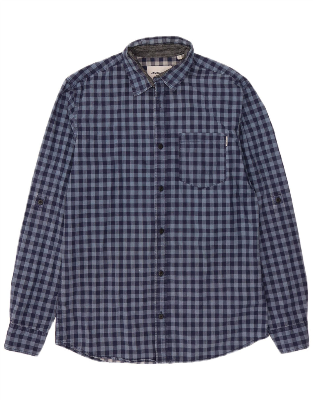 Jack & Jones Camisa masculina Slim Fit Médio Azul Gingham