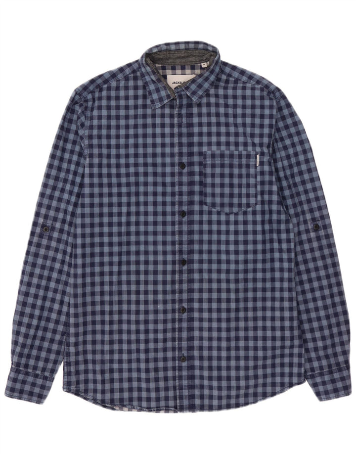 Jack & Jones Camisa masculina Slim Fit Médio Azul Gingham