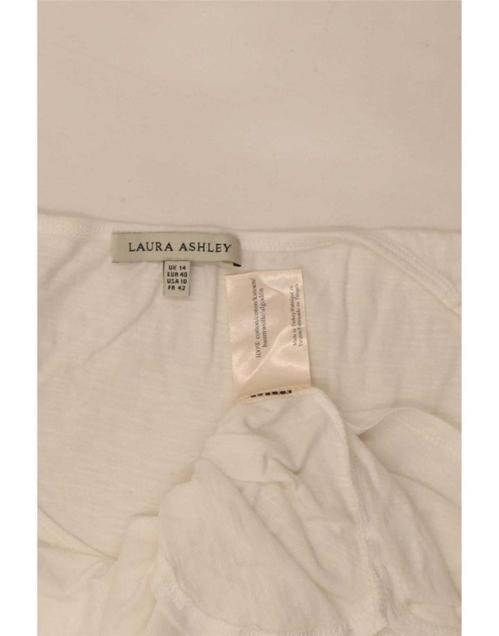 Túnica feminina Laura Ashley Reino Unido 14 grande algodão branco