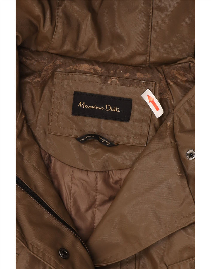 Capa de chuva feminina Massimo Dutti com capuz UK 14 marrom médio
