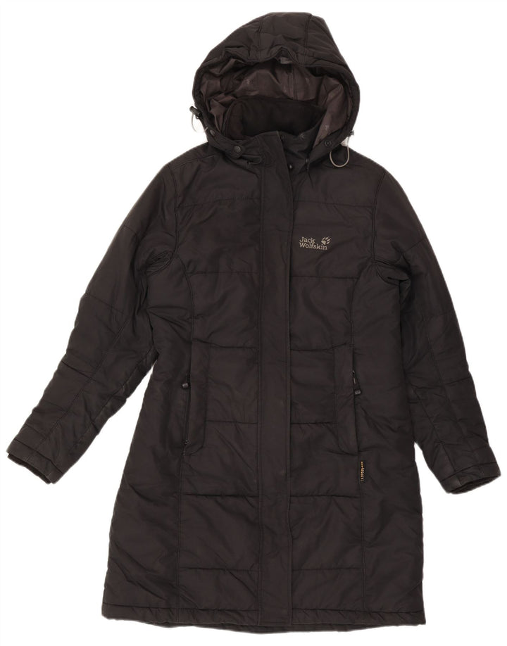 Casaco acolchoado com capuz feminino Jack Wolfskin Reino Unido 10 pequeno poliéster preto