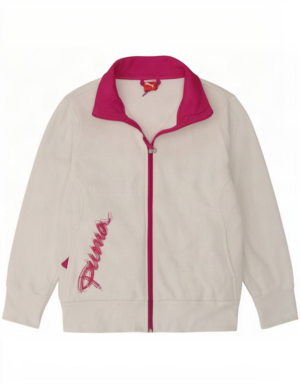 Jaqueta feminina Puma Graphic Tracksuit UK 14 grande bloco colorido branco