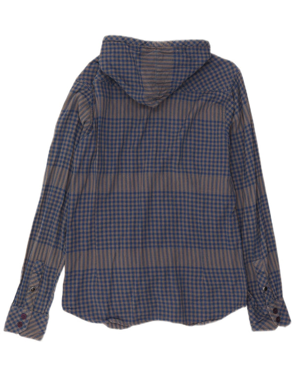 Camisa masculina de flanela Lumberjack Quiksilver pequena azul algodão guingão