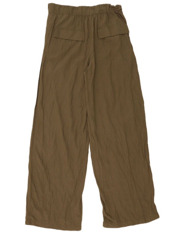 Calça chino feminina Zara de cintura alta médio W30 L32 risca de giz cáqui