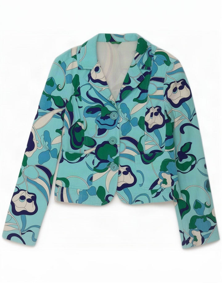 Jaqueta blazer feminina de 3 botões Benetton IT 42 algodão azul médio
