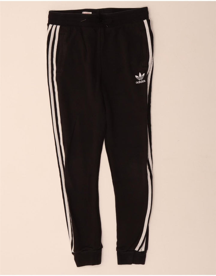 ADIDAS Womens Tracksuit Calças Joggers UK 12 Médio Algodão Preto