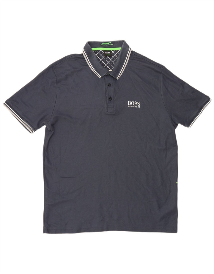 Camisa polo masculina Hugo Boss XL azul marinho algodão