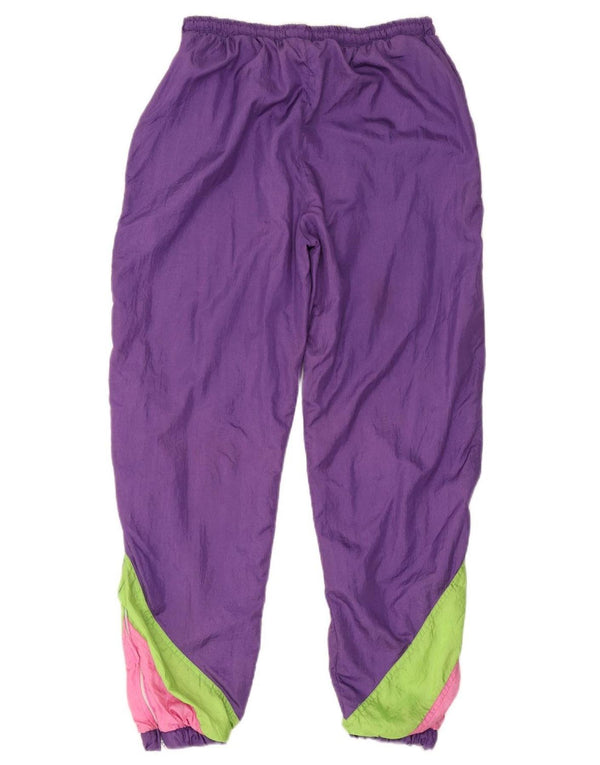 Calça de treino feminina vintage Joggers Reino Unido 12 bloco colorido roxo médio
